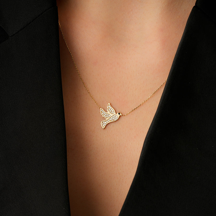 Gold Stone Dove Necklace