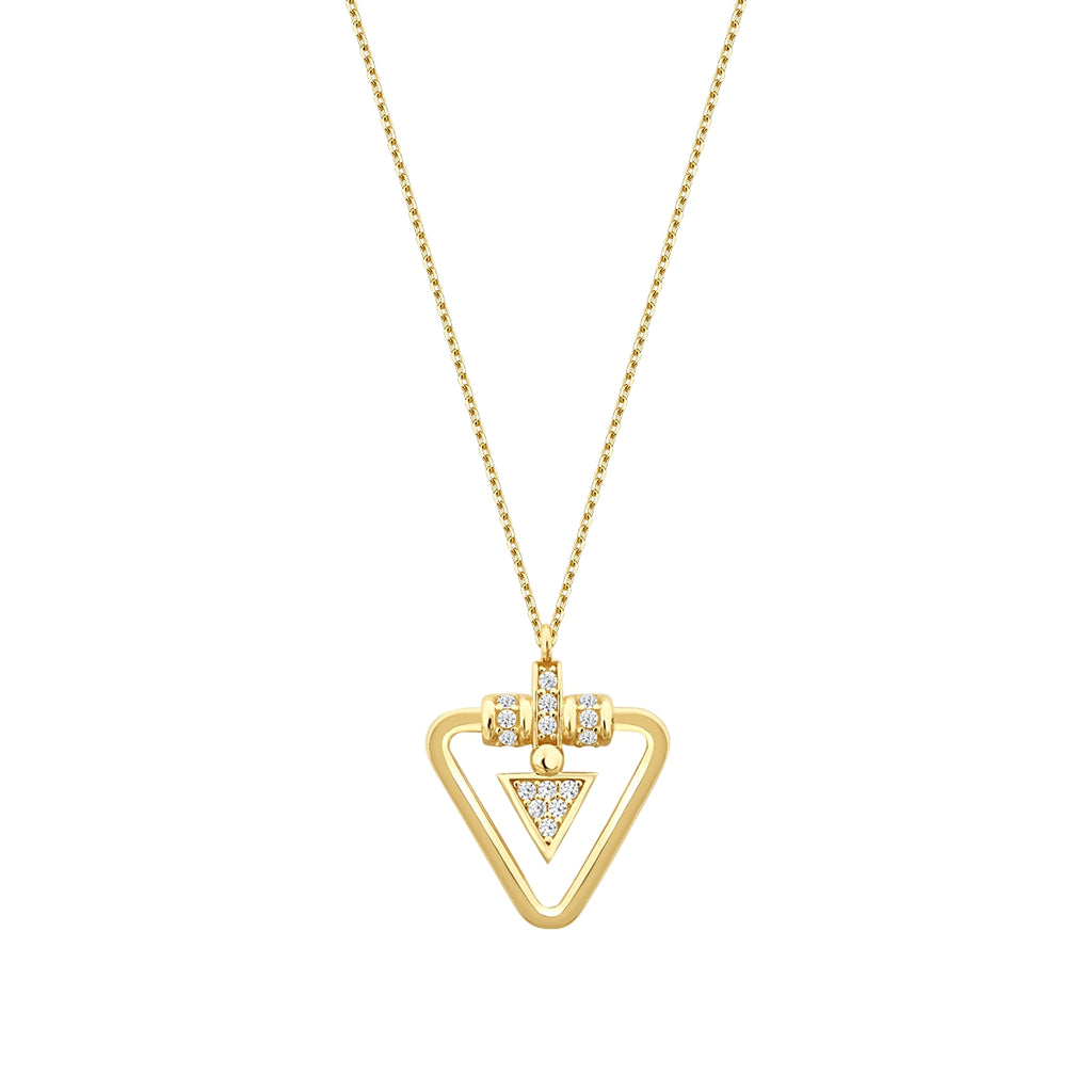 Gold Stone Triangle Trend Necklace