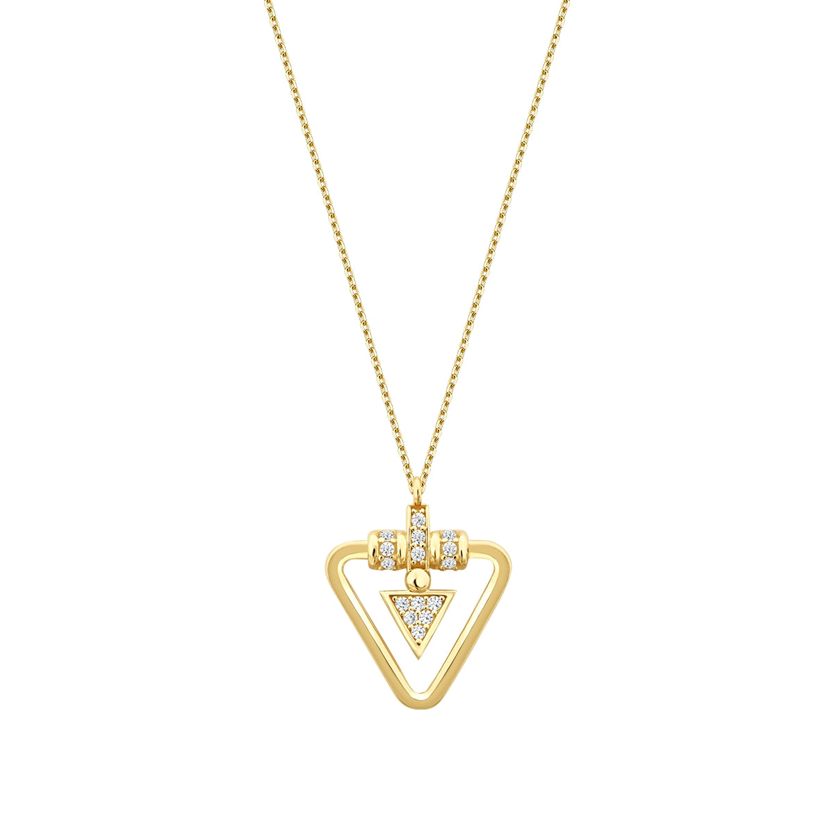 Gold Stone Triangle Trend Necklace