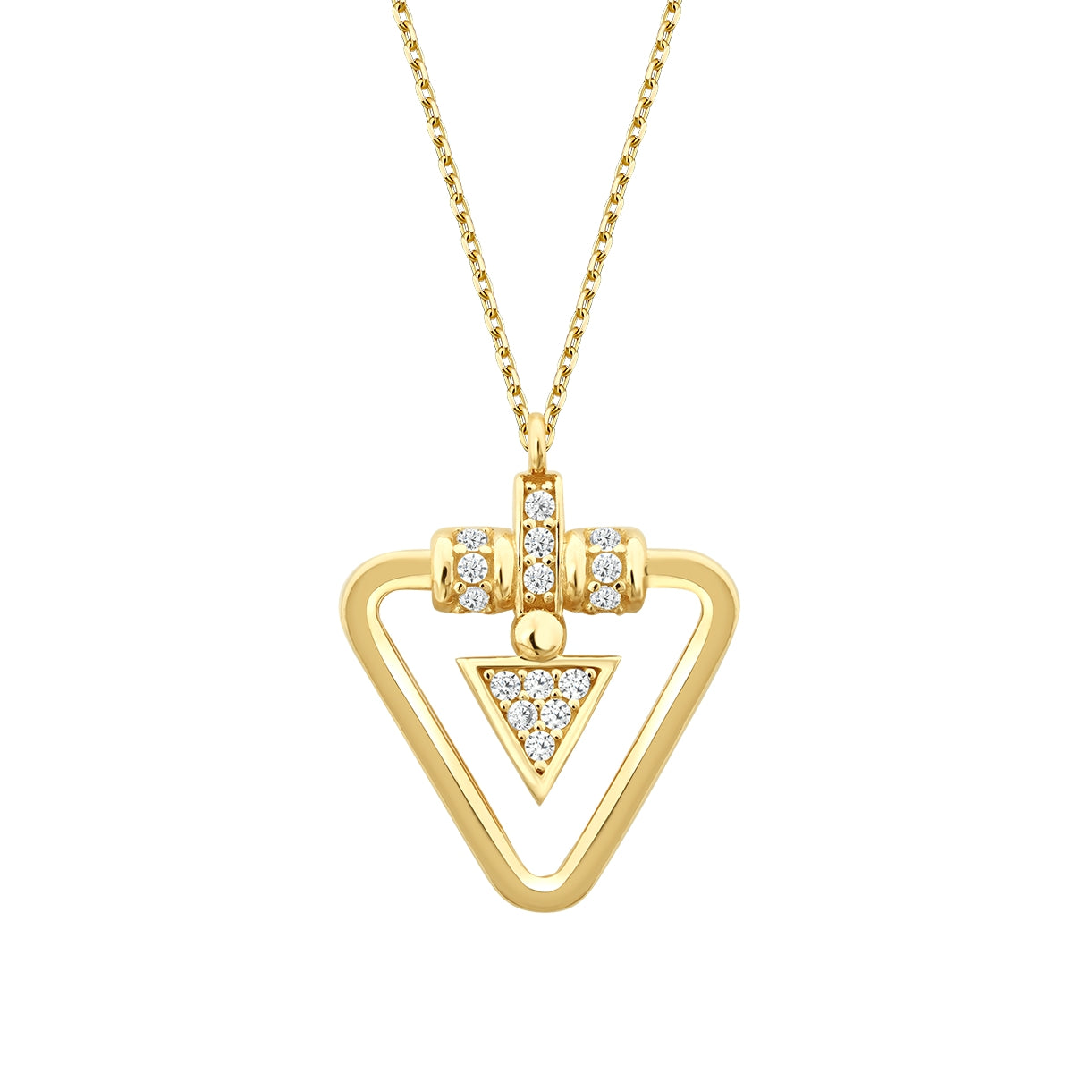Gold Stone Triangle Trend Necklace