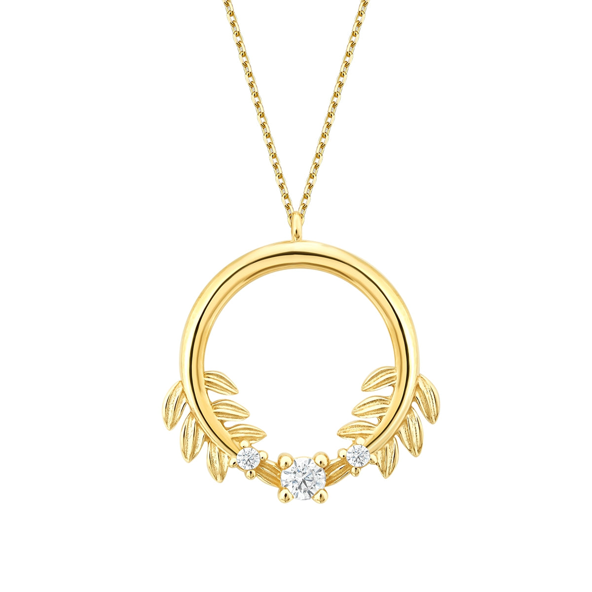 Gold Leaf Round Necklace