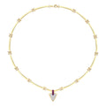Gold Fuchsia Stone Triangle Trend Necklace