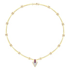 Gold Fuchsia Stone Triangle Trend Necklace