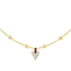 Gold Fuchsia Stone Triangle Trend Necklace