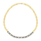 Gold Navy Blue Enamel Stone Trend Necklace