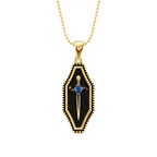 Gold Onyx Stone Sword Men's Necklace