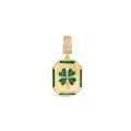 Gold Stone Clover Green Enamel Lucky Pendant