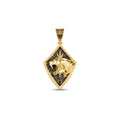 Gold Onyx Stone Armored Panther Pendant