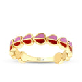 Gold Red and Pink Enamel Heart Ring