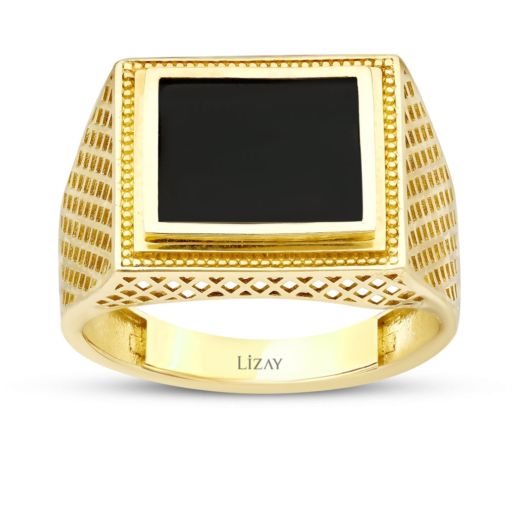 Gold Onyx Rectangular Ring