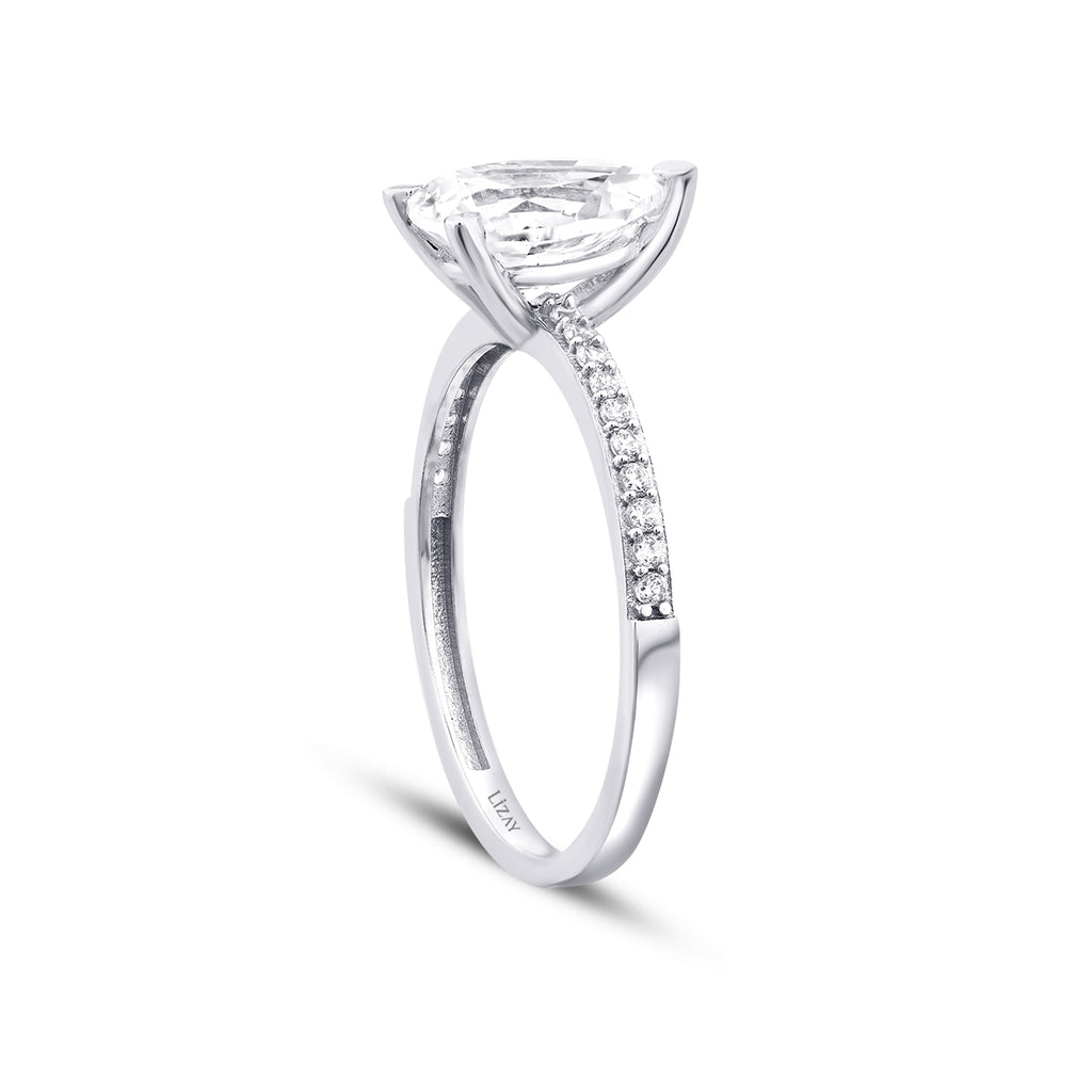 Gold Pear Solitaire Ring
