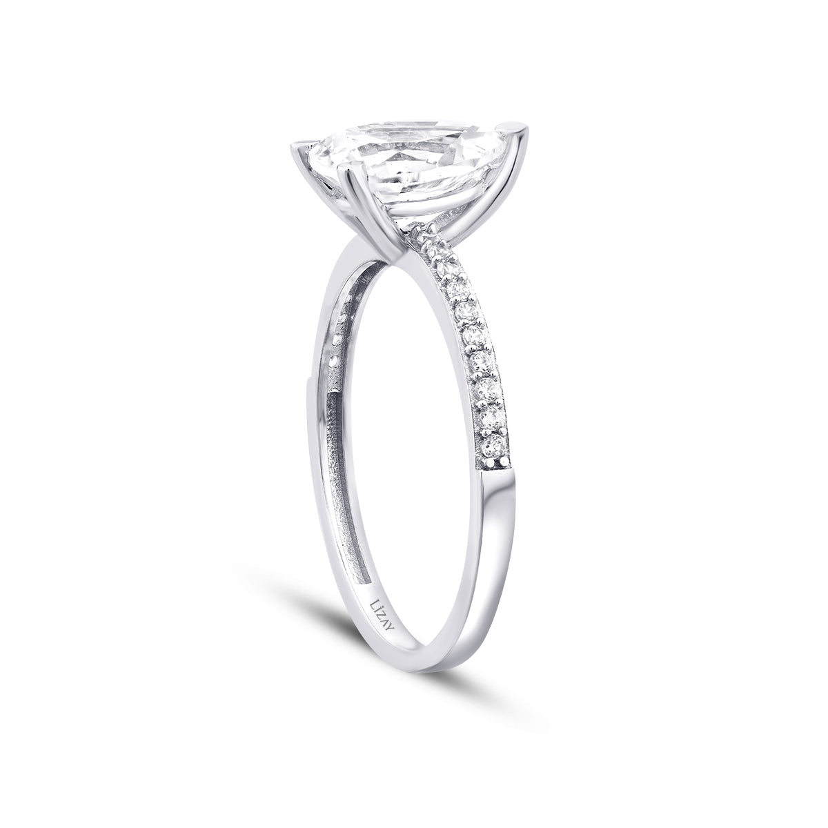 Gold Pear Solitaire Ring