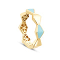 Gold Enamel Geometric Ring