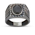 Gold Onyx Stone Woven Black Men's Ring