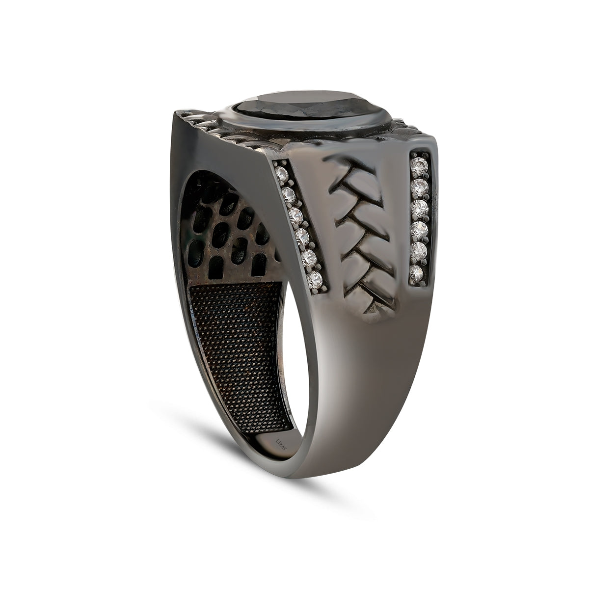 Gold Onyx Stone Woven Black Men's Ring