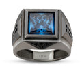 Gold Blue Onyx Black Men's Ring
