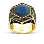 Gold Labradorite Geometric Ring