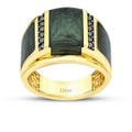 Gold Green Mother-of-Pearl Enamel Men’s Ring