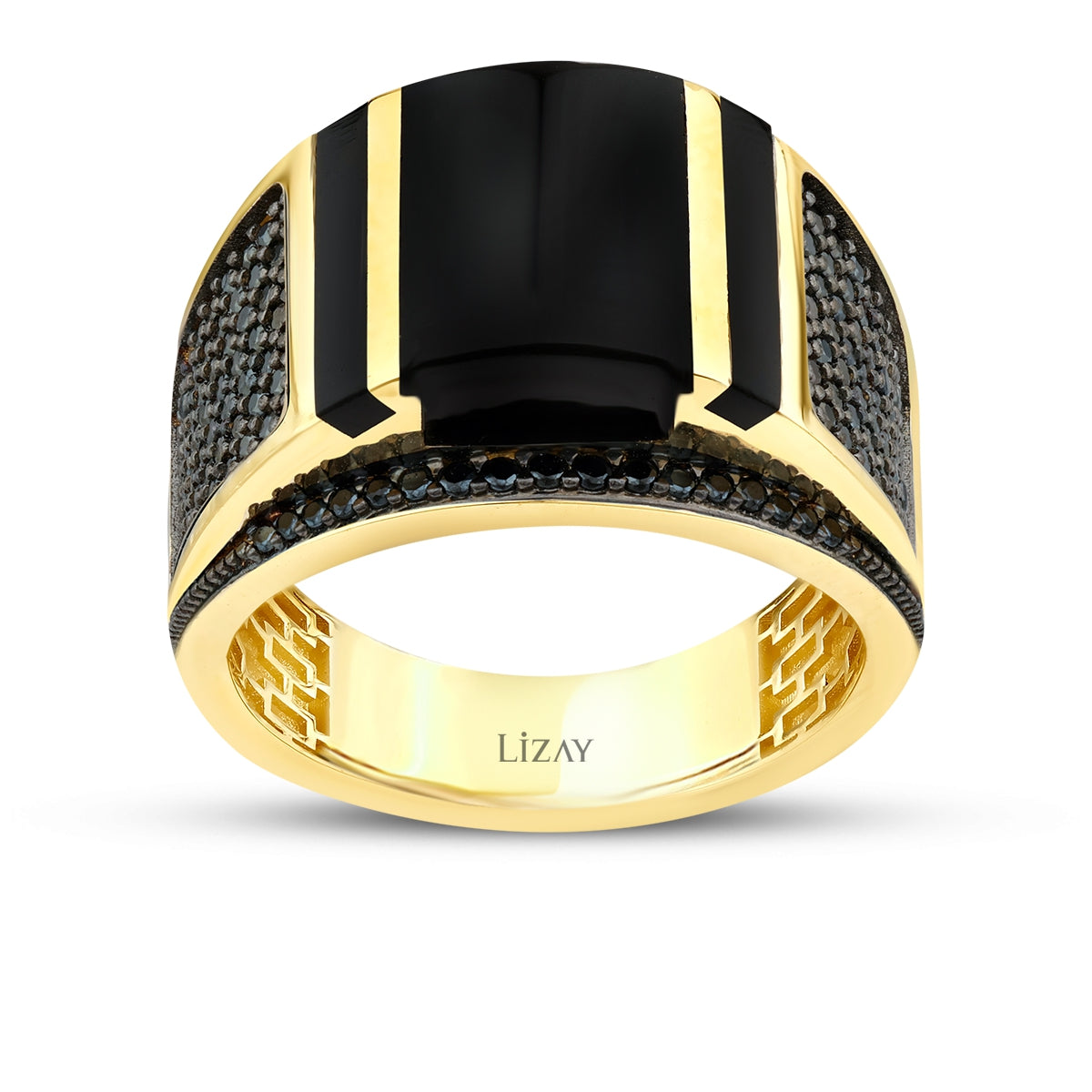 Gold Onyx Men’s Ring with Black Accents