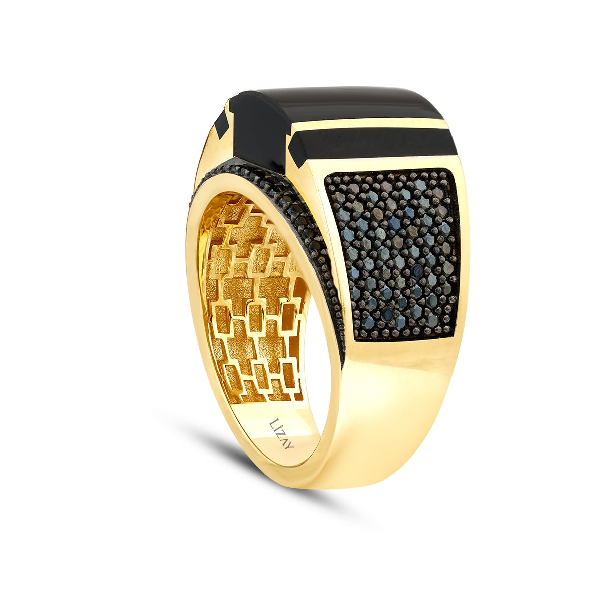 Gold Onyx Men’s Ring with Black Accents