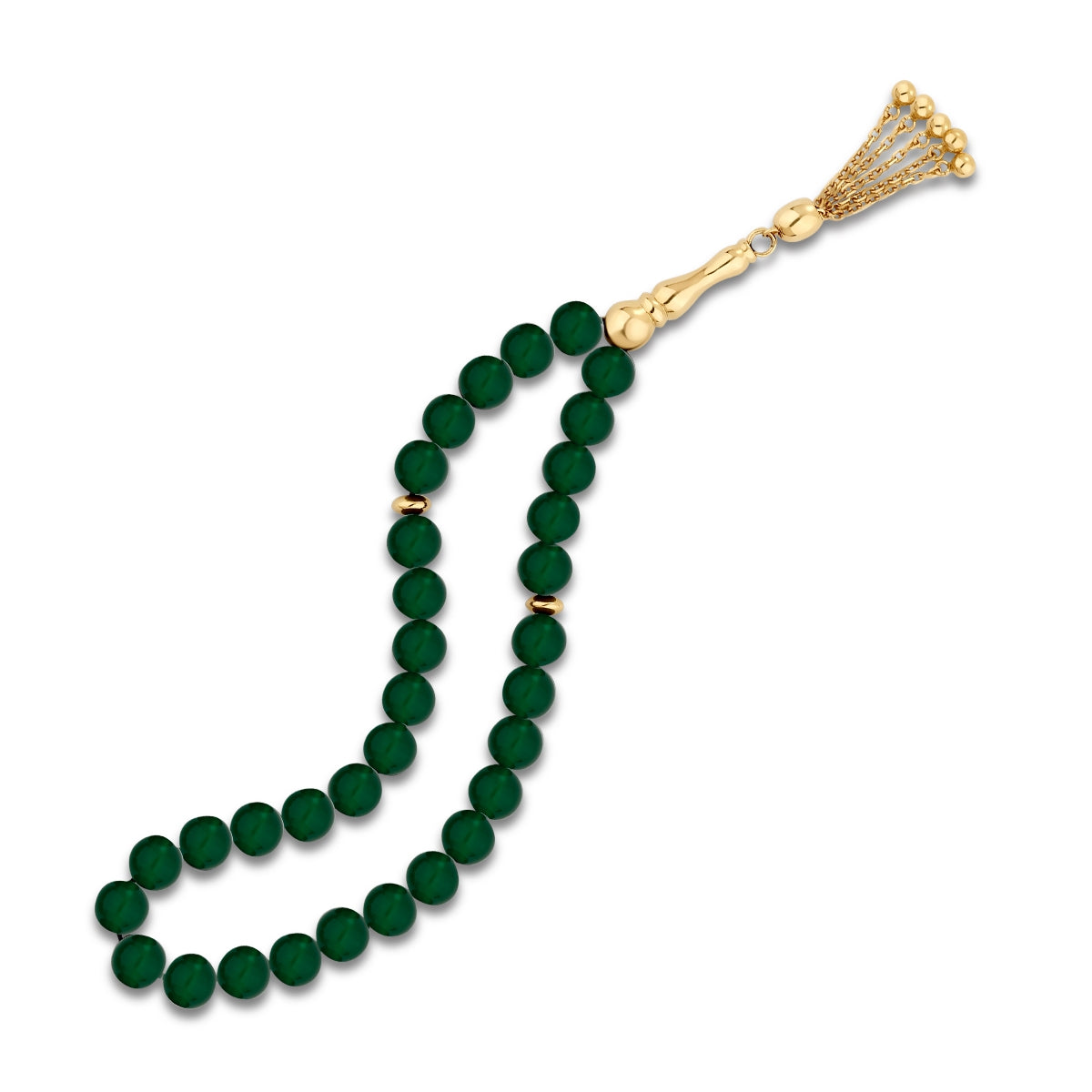 Gold Green Agate Prayer Beads