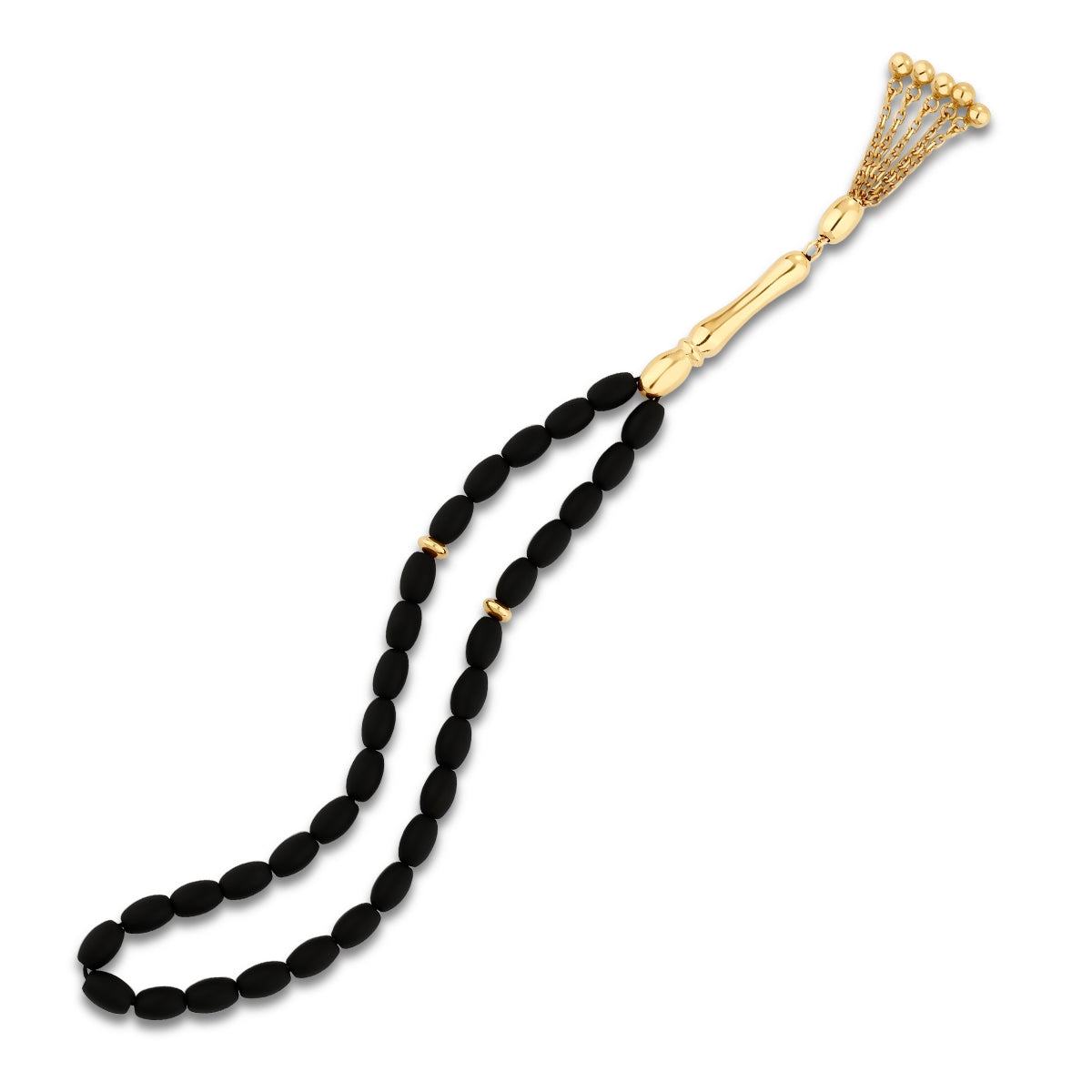Gold Onyx Matte Black Prayer Beads