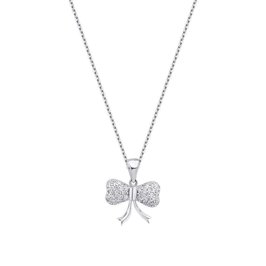 0.18 Carat Diamond Bow Necklace