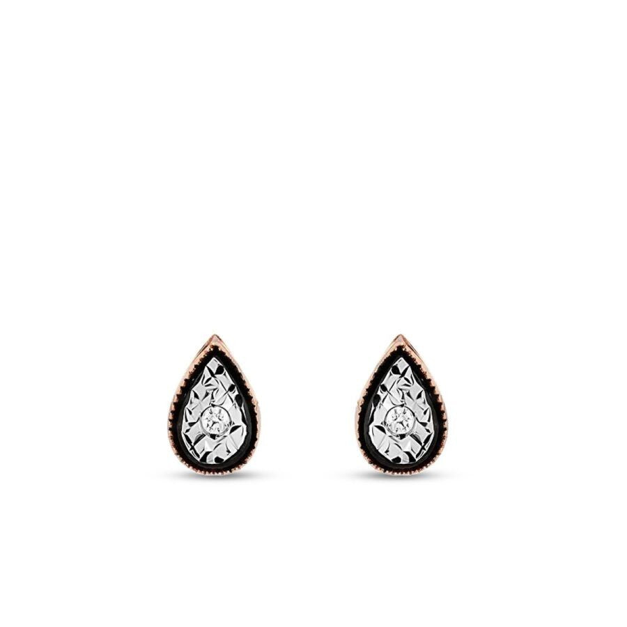 0.04 Carat Diamond Pear Rose Earrings