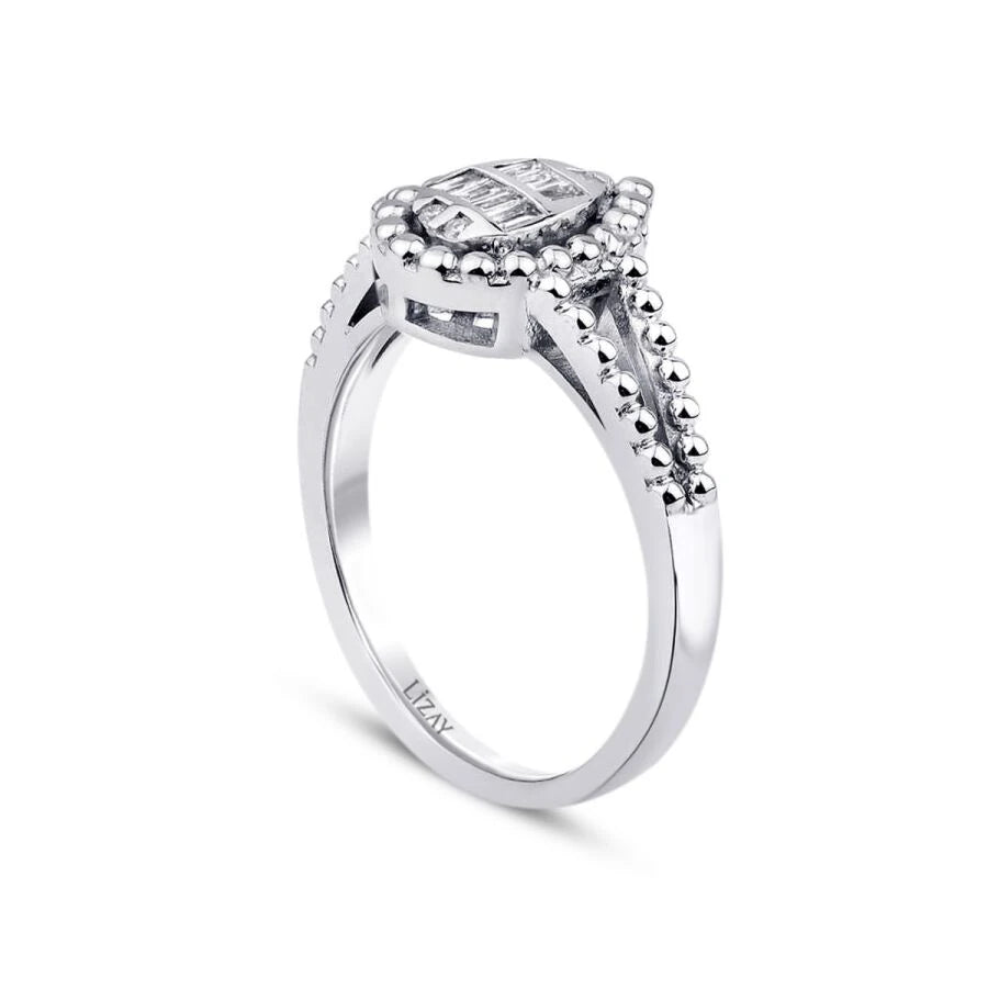 0.12 Carat Diamond Pear Baguette Ring