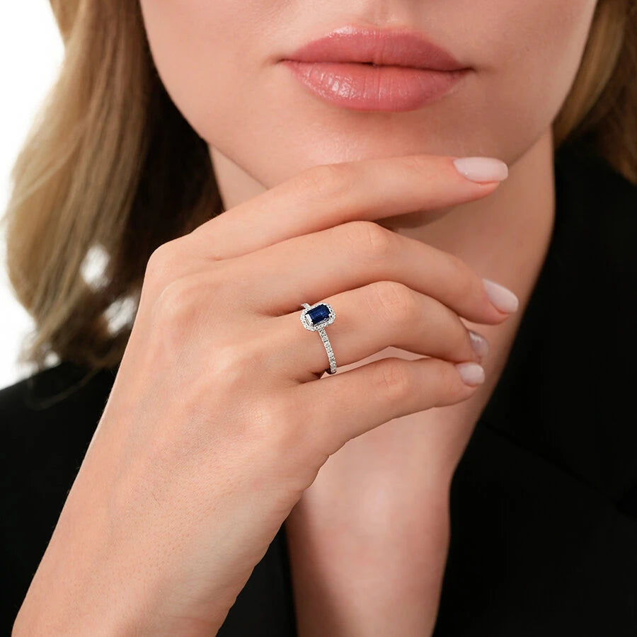 1.08 Carat Diamond Sapphire Ring
