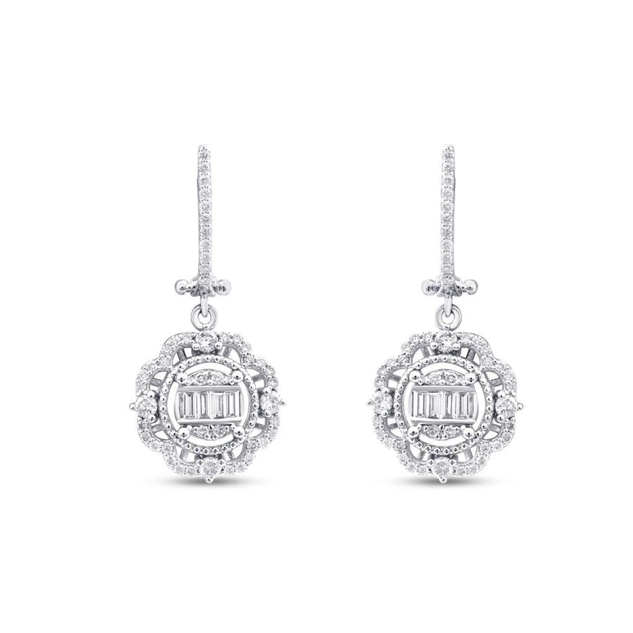 0.75 Carat Diamond Baguette Earrings