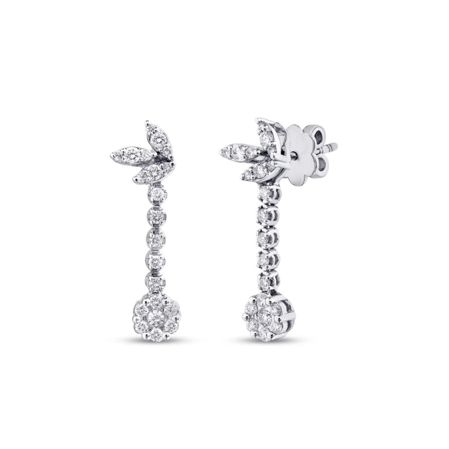 0.52 Carat Diamond Flower Earrings