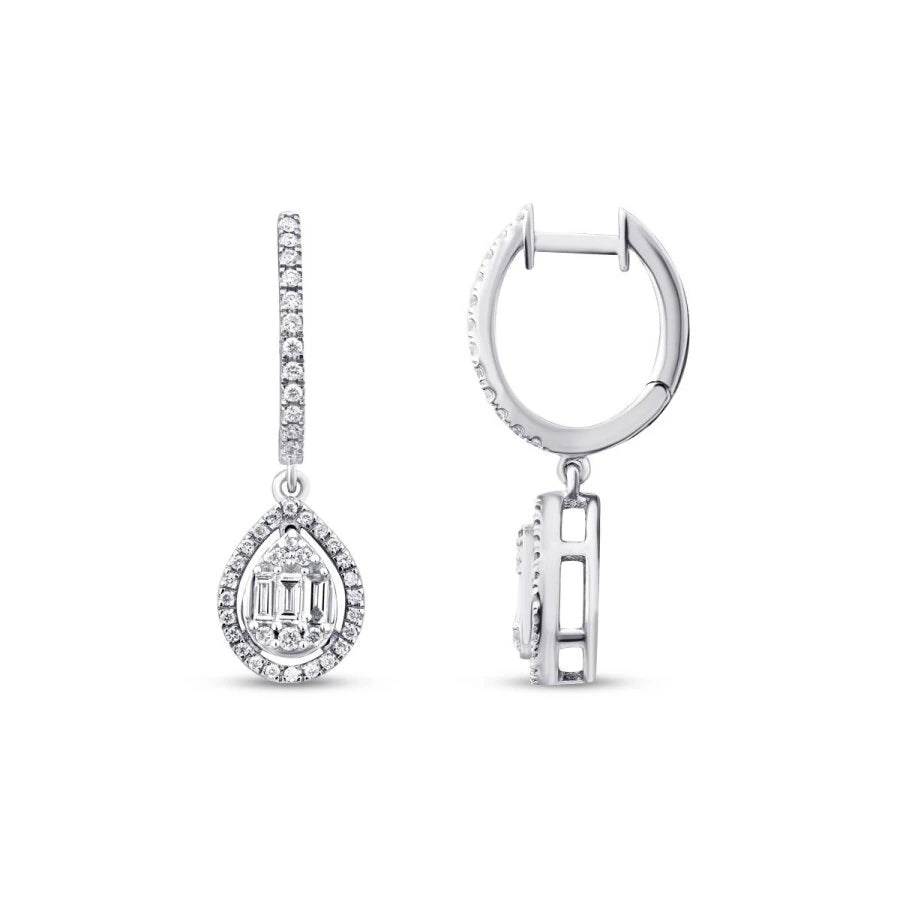 0.43 Carat Diamond Pear Baguette Earrings