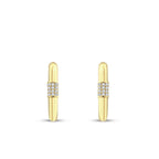 Gold Oval Stone Hoop Earrings