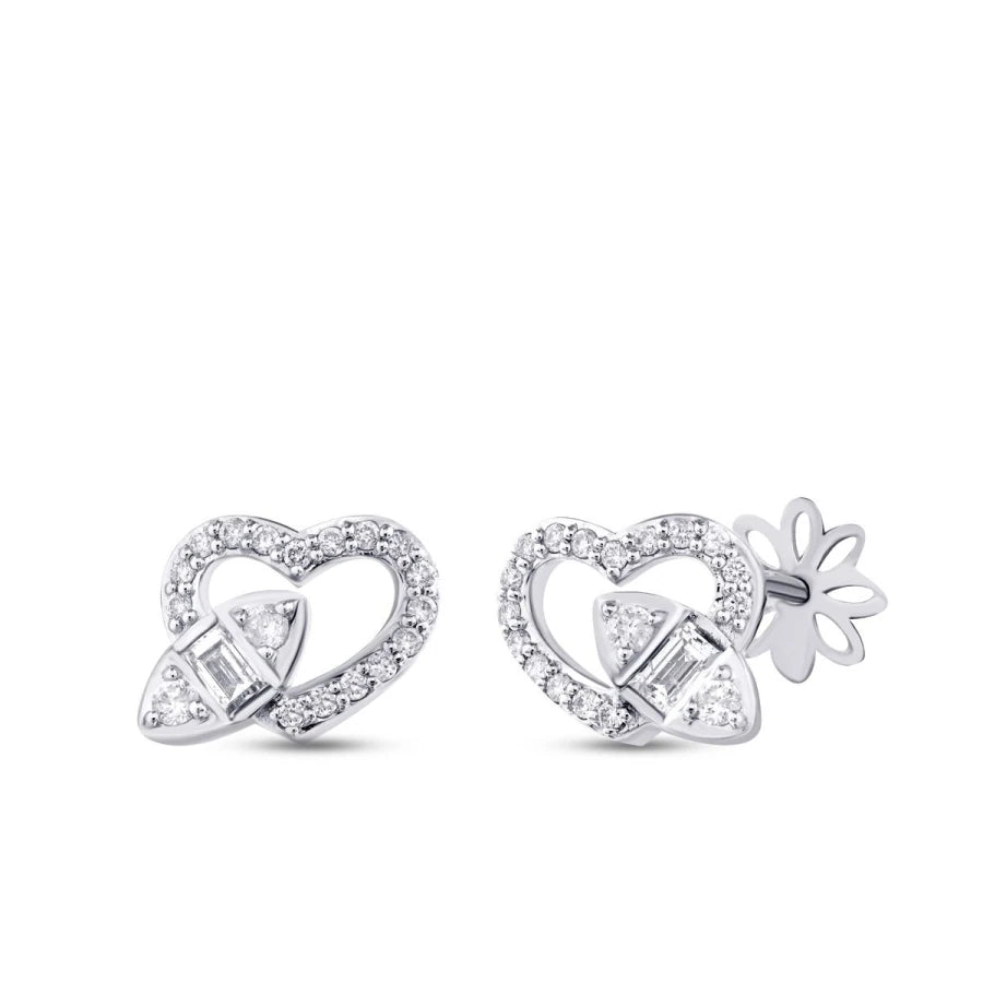 0.37 Carat Diamond Baguette Heart Earrings