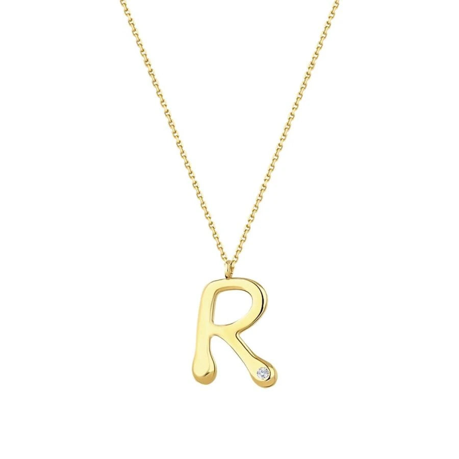 0.02 Carat Diamond R Letter Necklace