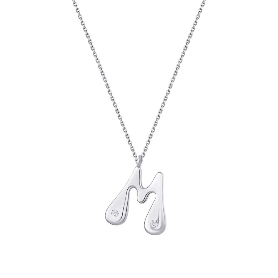 0.04 Carat Diamond M Letter Necklace