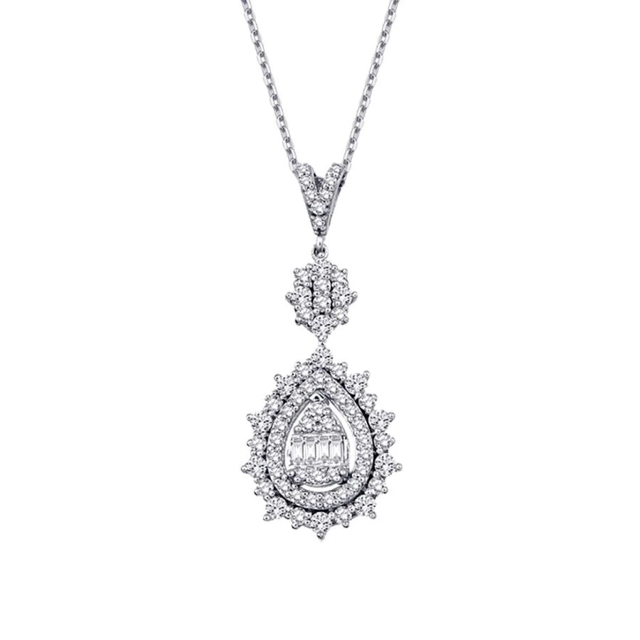 0.79 Carat Diamond Pear Baguette Necklace