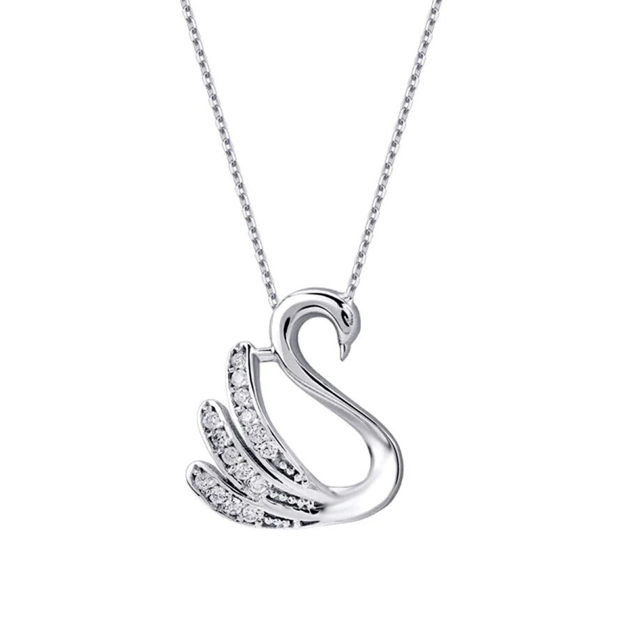 0.08 Carat Diamond Swan Necklace