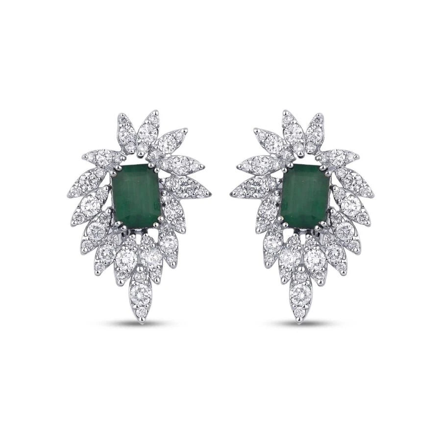 5.00 Carat Diamond Emerald Earrings