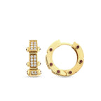 Gold Side Stone Hoop Earrings