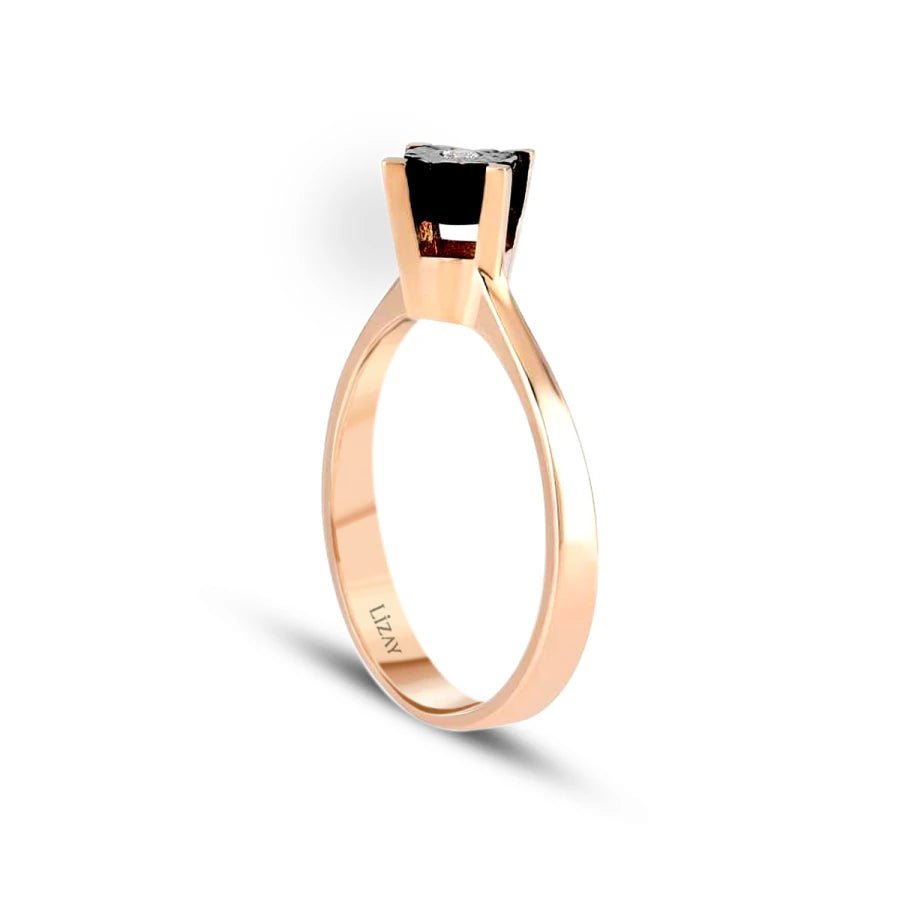 0.02 Carat Diamond Rounda Solitaire Engagement Rose Ring