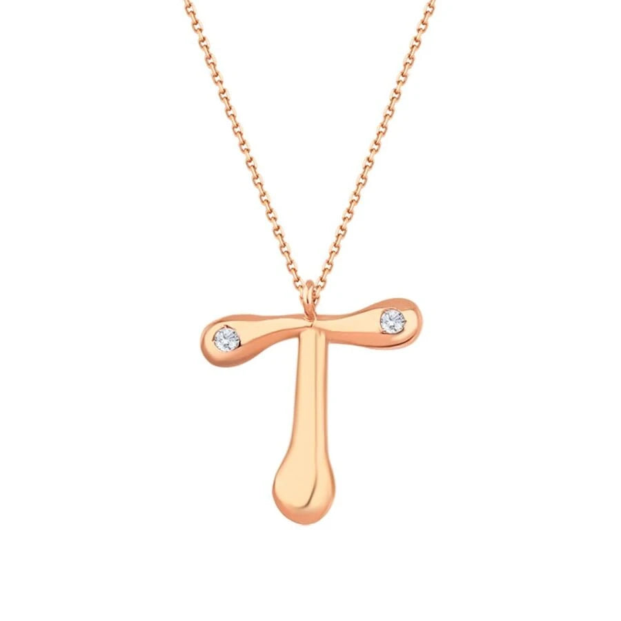 0.04 Carat Diamond Letter T  Necklace