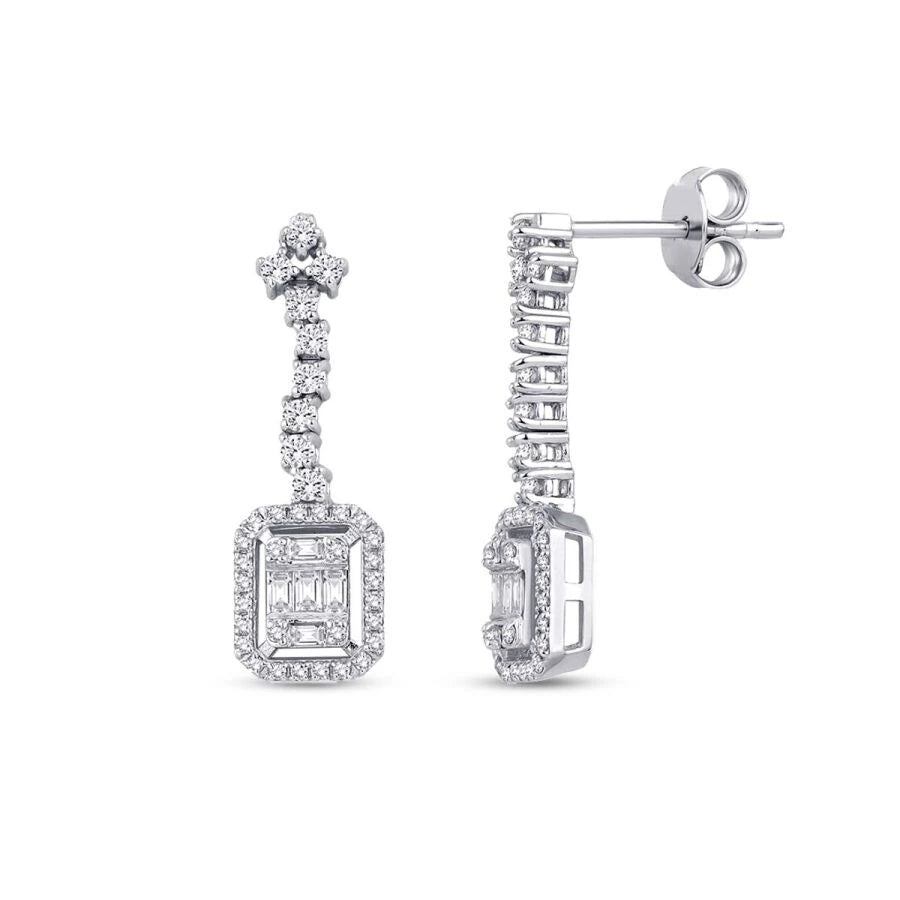 0.64 Carat Diamond Baguette Earrings