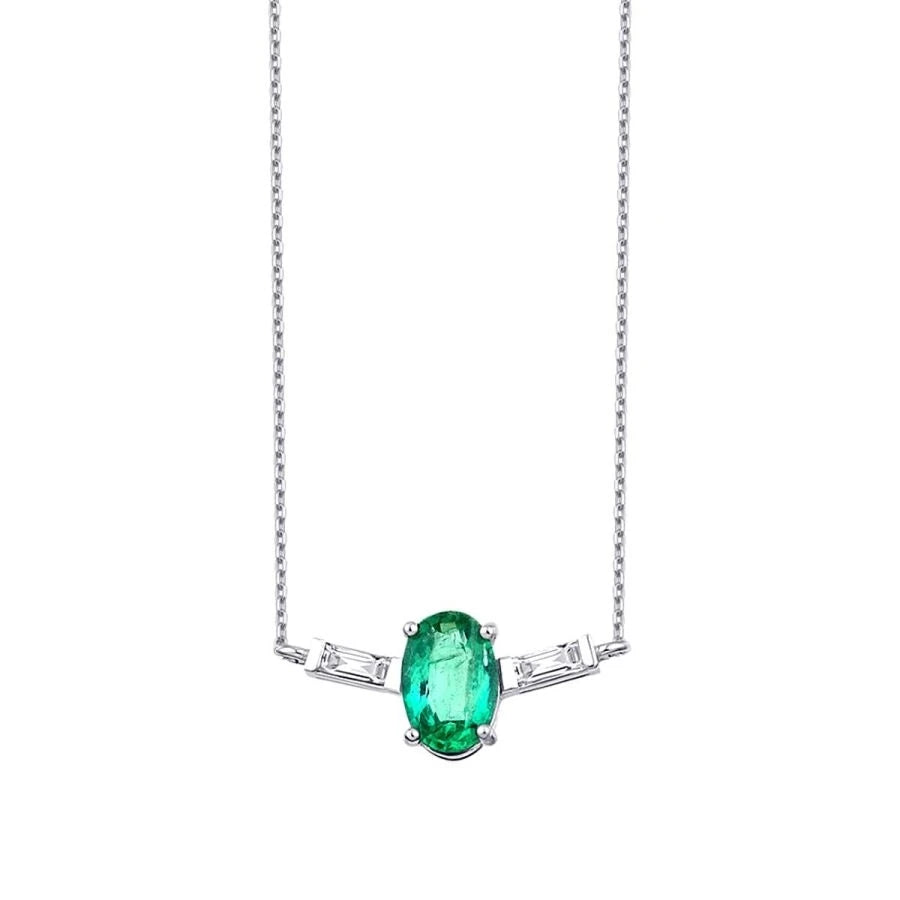0.45 Carat Diamond Emerald Baguette Necklace