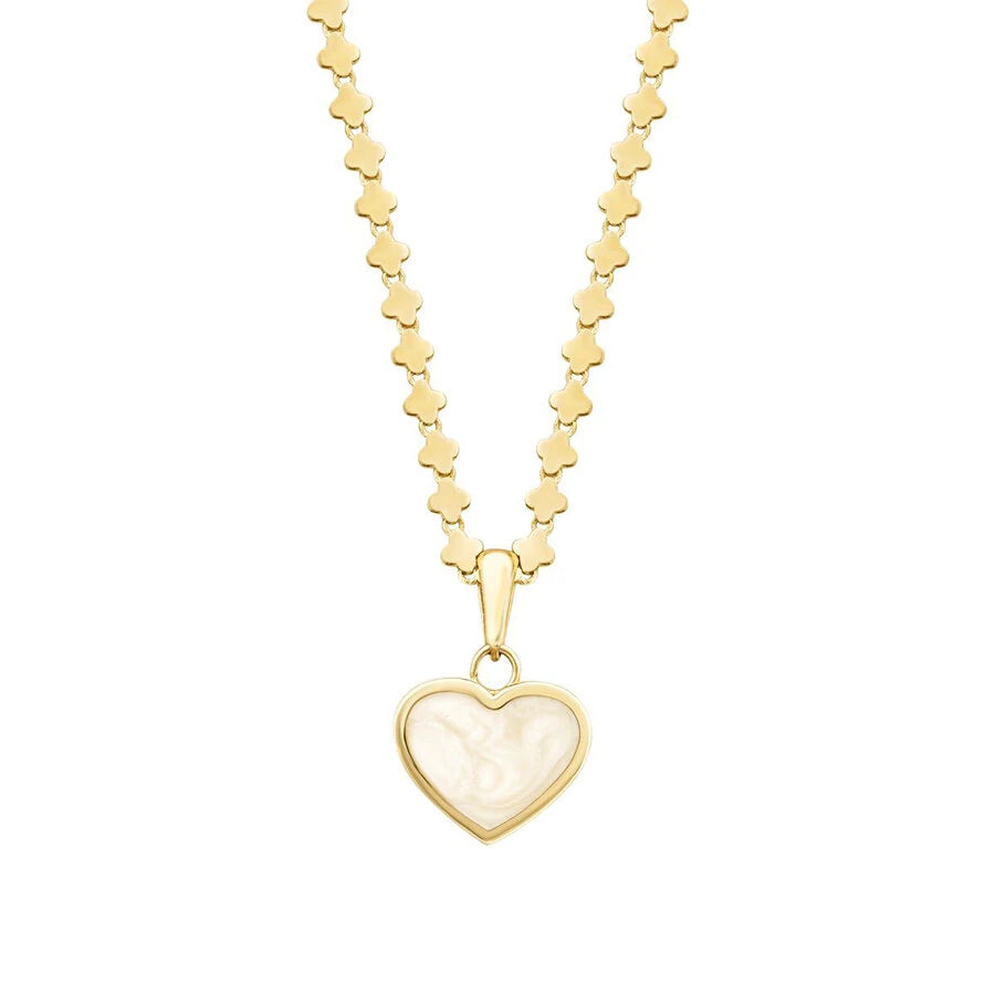 Gold Mother-of-Pearl Heart Necklace