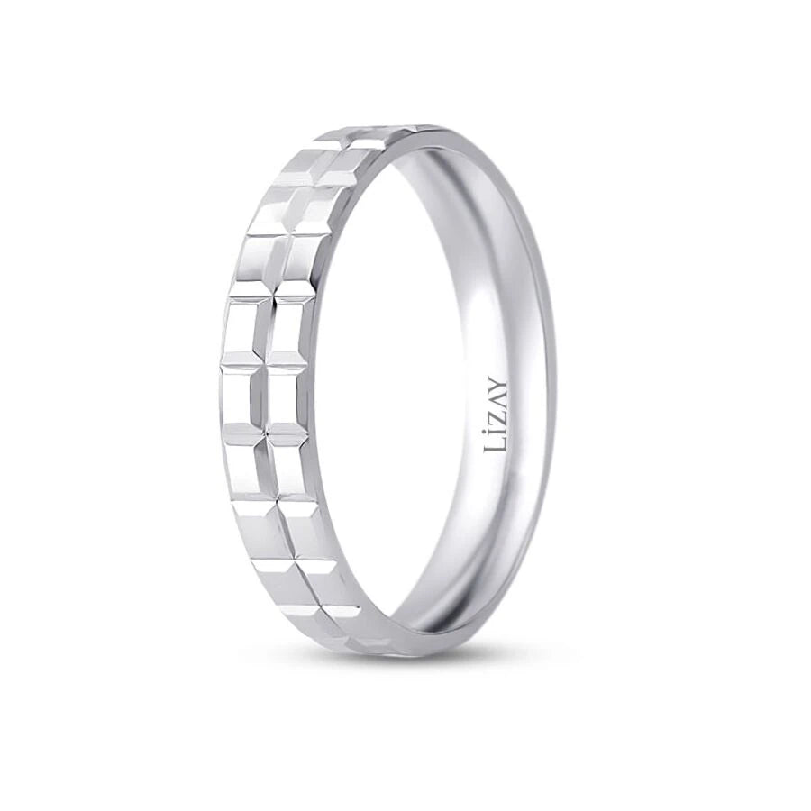 Modern White Gold Wedding Band