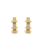 Gold Side Stone Hoop Earrings