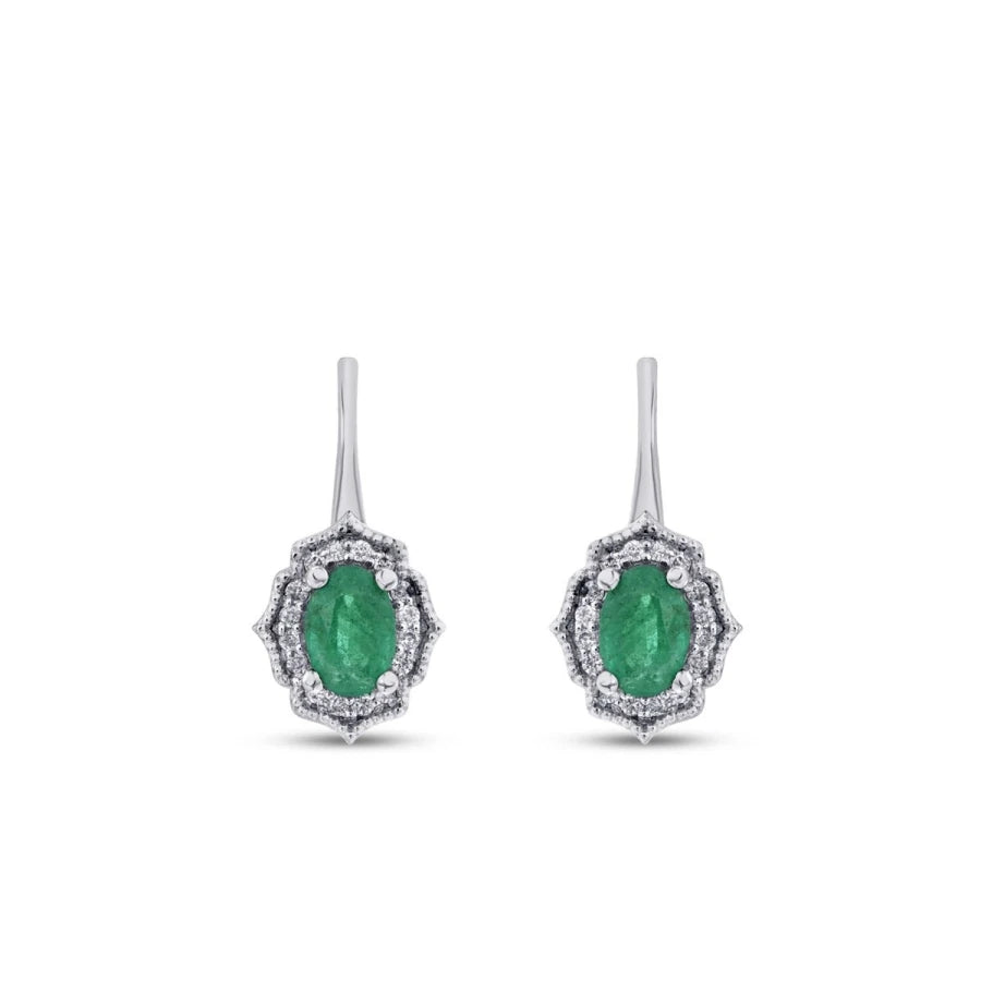 0.94 Carat Diamond Emerald Earrings