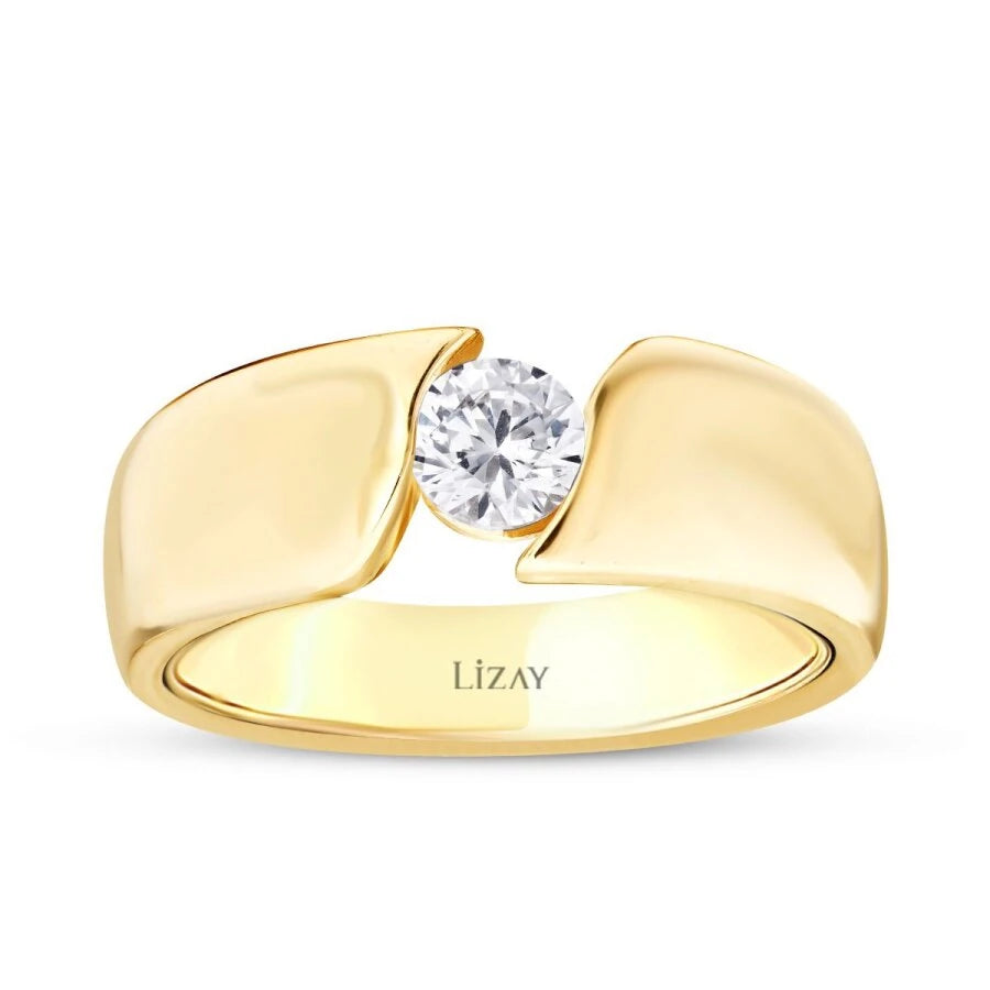 Gold Stone Twist Ring